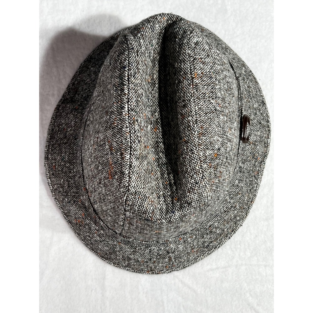 Bee Hats Custom Made Grey Tweed Flecked Fedora Trilby Hat Mens Medium